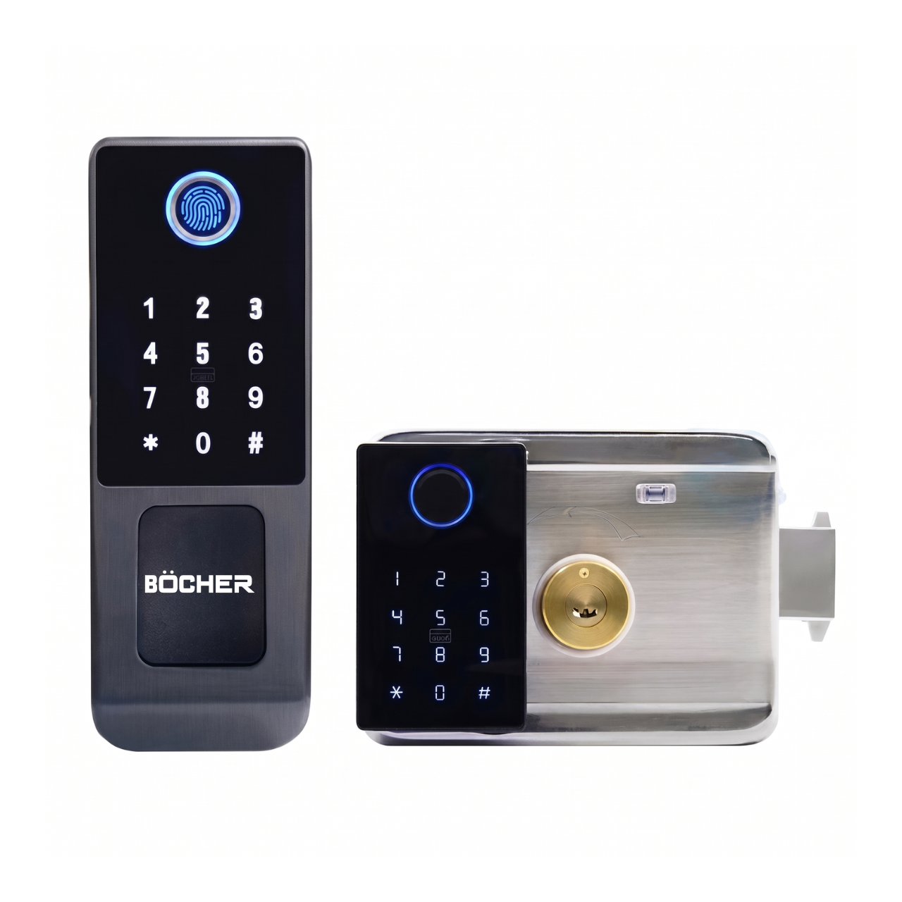 Khóa vân tay cổng sắt 2 mặt vân tay bocher C1218